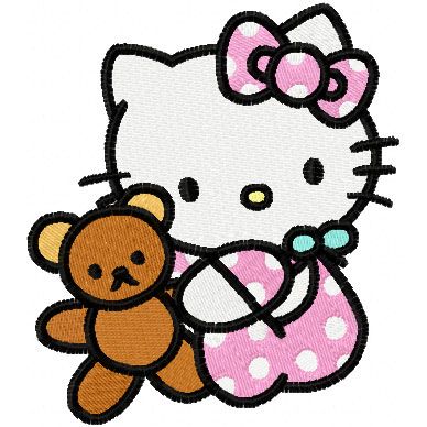 Hello Kitty with Toy machine embroidery design