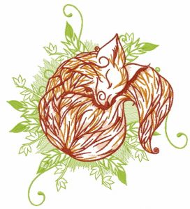 Sleeping fox 4 embroidery design