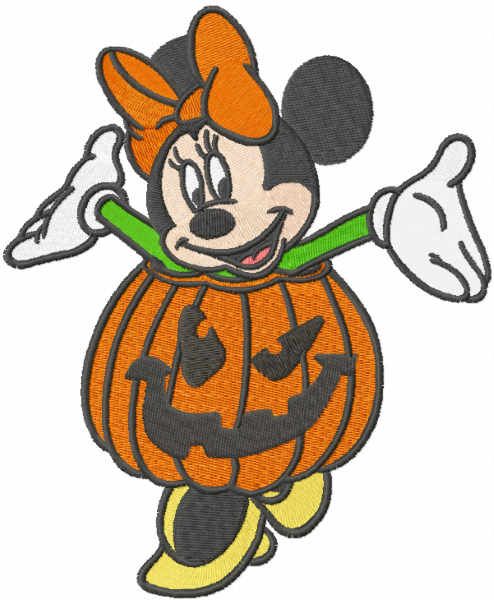 Minnie halloween pumpkin embroidery design