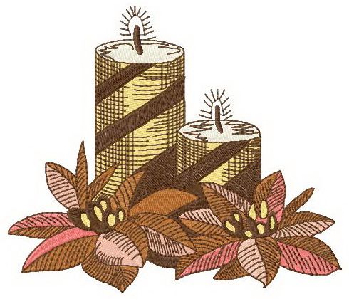 Christmas candles machine embroidery design
