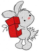 Little rabbit with Christmas gift free embroidery design