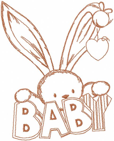 Welcome baby bunny embroidery design