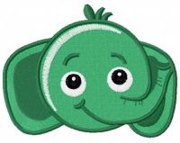 Green funny elephant free machine embroidery design