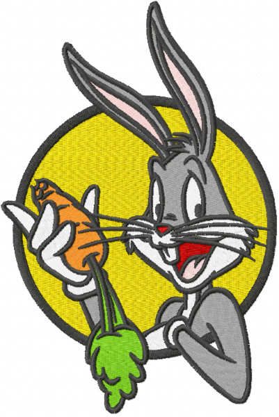 Bugs bunny with carrot embroidery design