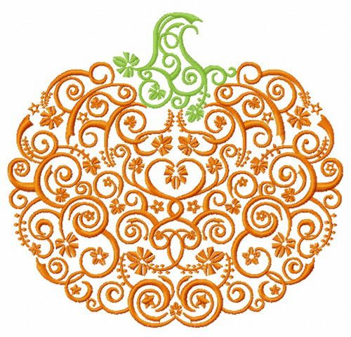 Swirl ornament pumpkin machine embroidery design