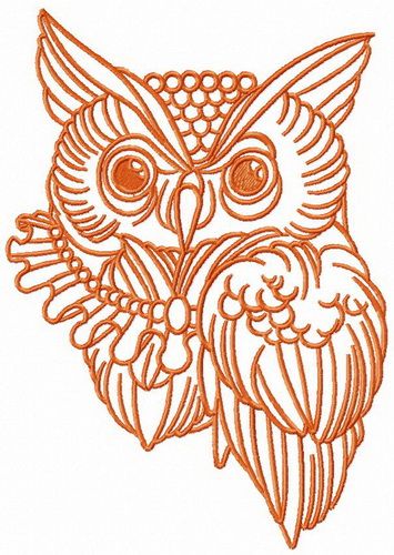 Owl with collar machine embroidery design