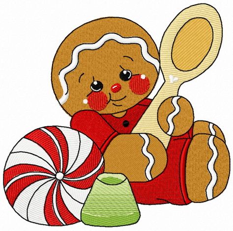 Tea time for gingerbread man 2 machine embroidery design