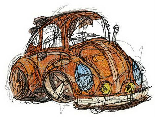Old brown automobile machine embroidery design