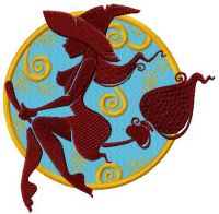 Sexy witch embroidery design