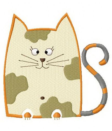 Spotty cat machine embroidery design      