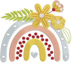 Desenho de bordado de arco-íris de flores de verão