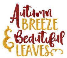 Autumn breeze and beautiful leaves embroidery design
