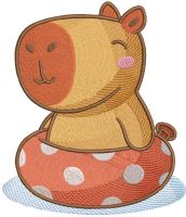 Capybara inflatable ring embroidery design