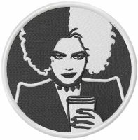 Cruella black and white embroidery design