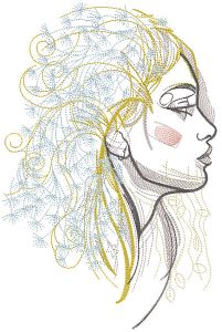 Dandelion lady embroidery design