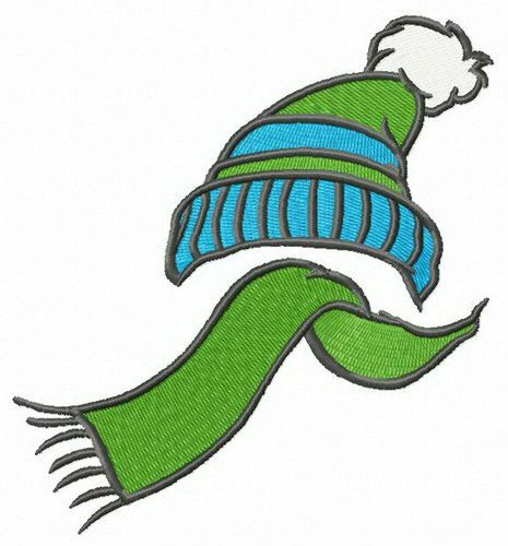 Knitted scarf and hat machine embroidery design