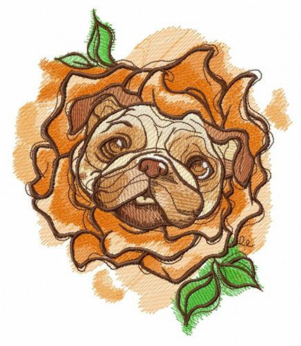 Rose costume for pug-dog machine embroidery design