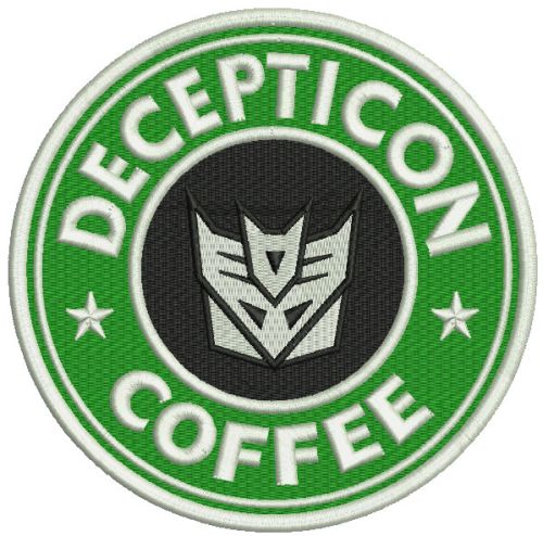 Decepticon coffee logo embroidery design