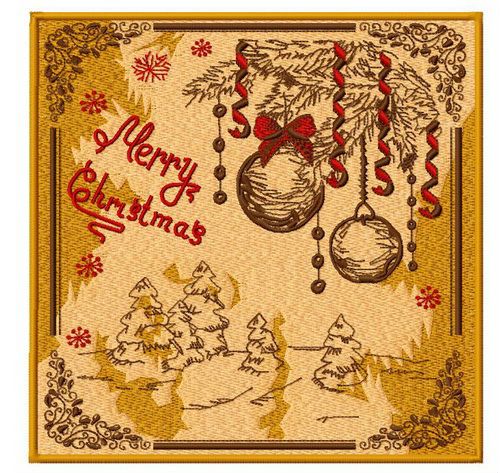 Merry Christmas postcard machine embroidery design