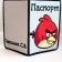Red angry bird embroidered on white cover