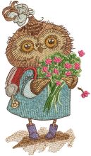 Owl with bouquet