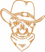 Happy dog cowboy embroidery design
