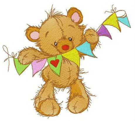 Bright garland for teddy's room machine embroidery design 