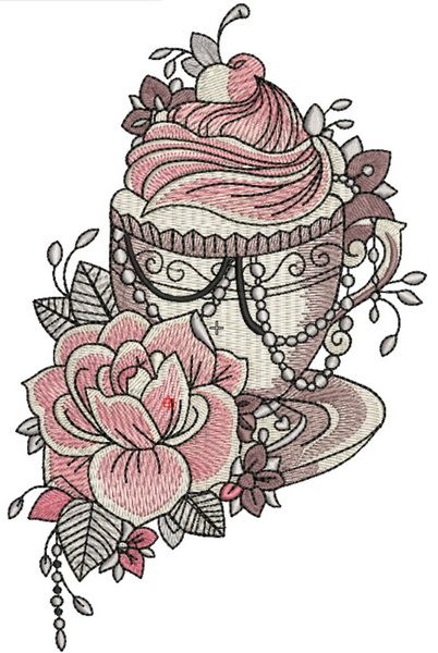 Summer coffee embroidery design