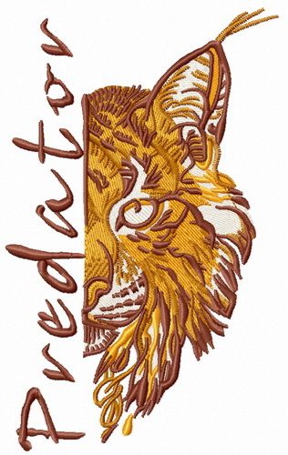 Lynx predator machine embroidery design