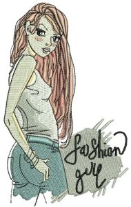 Fashion girl embroidery design
