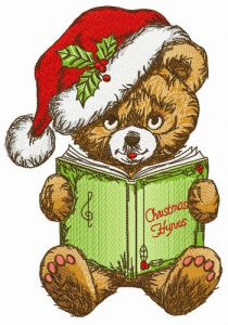 Bear sings Xmas hymns embroidery design