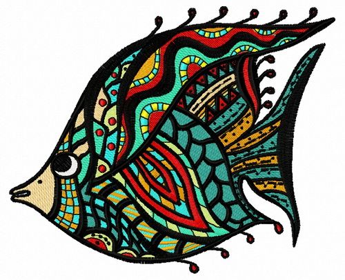 Mosaic fish 3 machine embroidery design