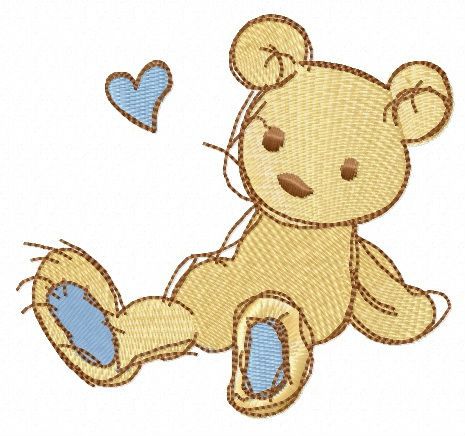 Teddy bear without paw machine embroidery design