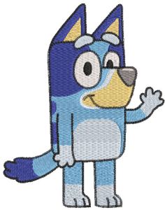 Bluey waving paw embroidery design