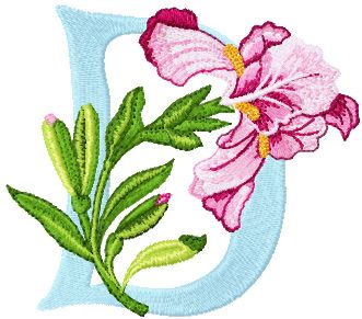 Iris Letter D machine embroidery design