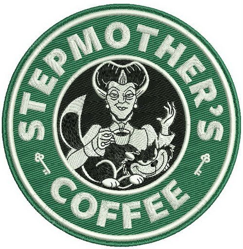 Stepmother's coffee machine embroidery design