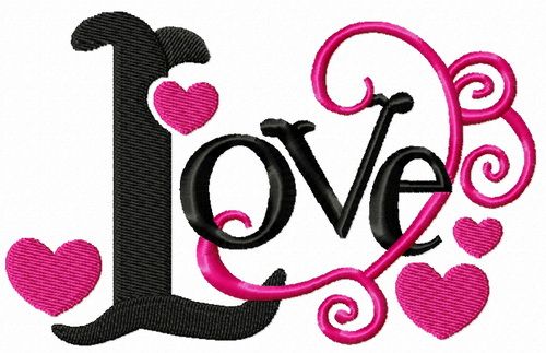 Love black and pink machine embroidery design