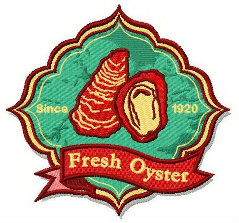 Fresh oyster logo machine embroidery design