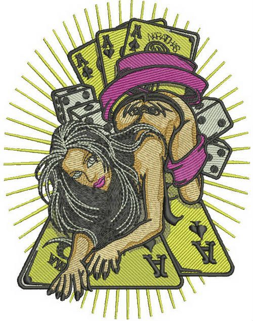 Casino witch machine embroidery design