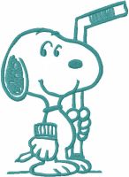Snoopy hockey one colored embroidery design
