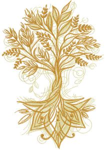 Gold tree of life embroidery design