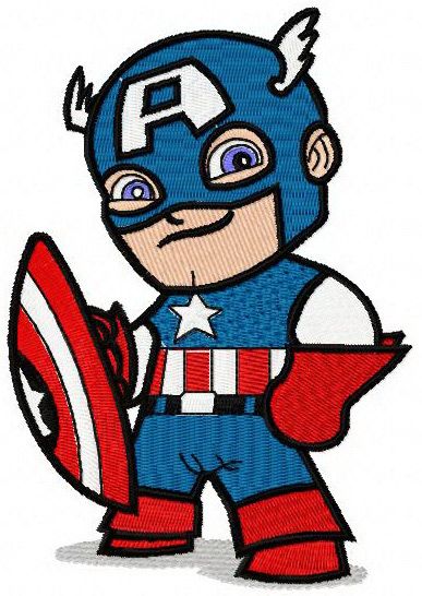 Chibi Captain America machine embroidery design