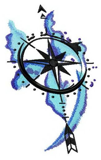 Compass spirit machine embroidery design