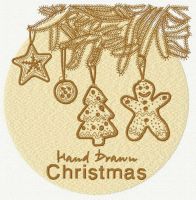 Hand drawn Christmas embroidery design