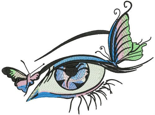 Butterflies in my eye machine embroidery design