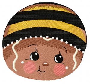 Gingerbread boy in bee costume 2 embroidery design