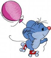 Mouse roller skating embroidery design