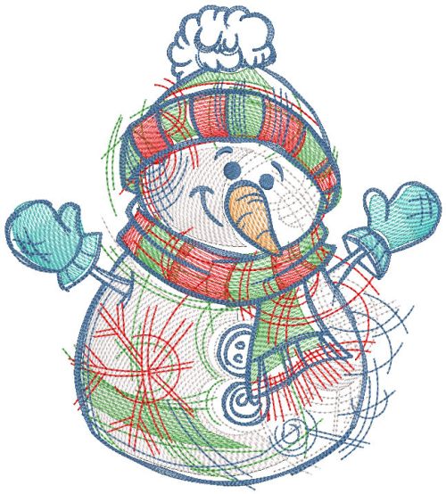 Snowman all the colors of Christmas free embroidery design