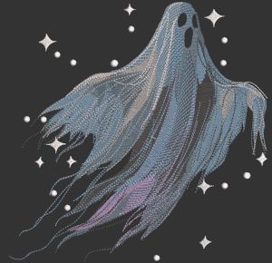 Scary Ghost In Flight embroidery design