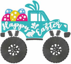 Happy Easter jeep embroidery design